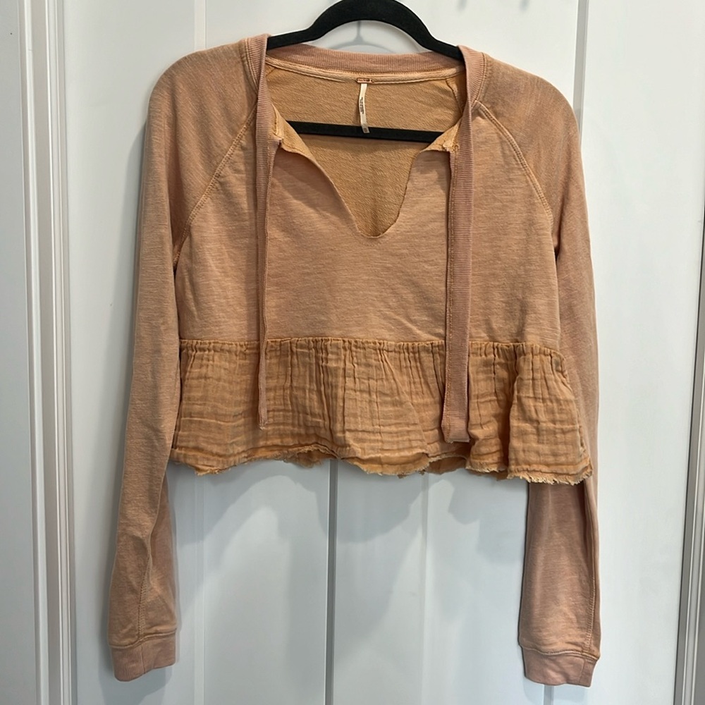 Free People Sweet‎ Jane Pullover Top Sweatshirt Peach